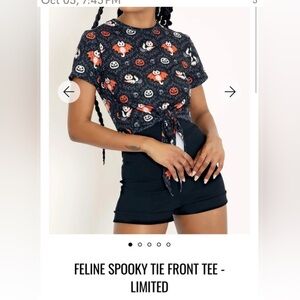 BlackMilk feline spooky tie front tee NWOT size Small